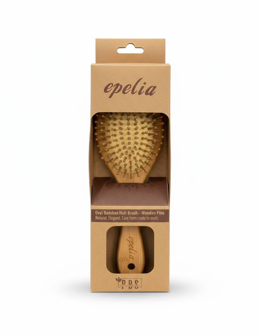 Epelia Oval Bamboo Wooden Hair Brush