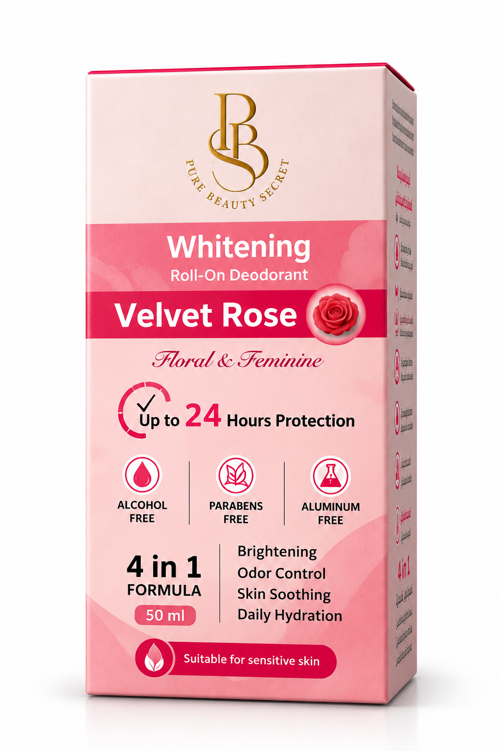 PBS Cotton Candy Whitening Roll-On Deodorant – 4-in-1 Brightening, Odor Control & Hydration – 50ml