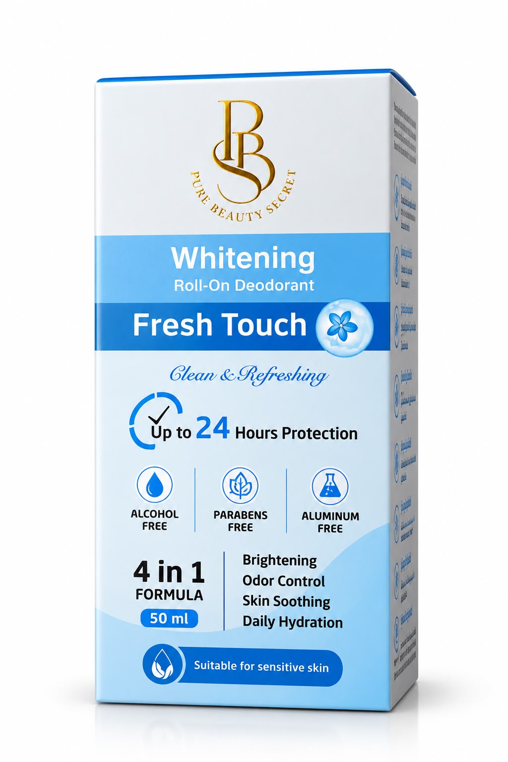 PBS Fresh Touch Whitening Roll-On Deodorant – 4-in-1 Brightening, Odor Control & Hydration – 50ml